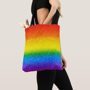 Chic Rainbow Glitzer Stripes Monogramm Name Tasche
