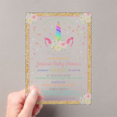 Chic Rainbow Glitzer Unicorn Kinderdusche Acryleinladungen (Insitu (Handheld))