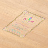 Chic Rainbow Glitzer Unicorn Kinderdusche Acryleinladungen (Ablage )