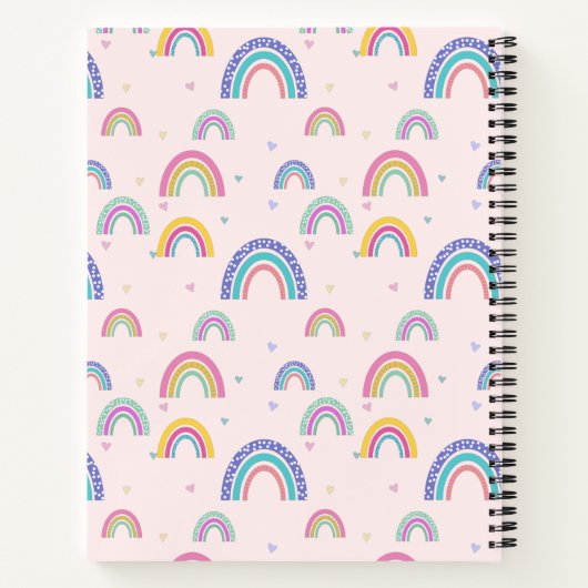 Chic Rainbow Heft Monogram Boho Pink Notizblock (Rückseite)
