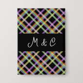 Chic Rainbow Kariert auf Black Button (Vorderseite)