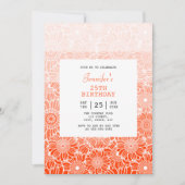 Chic Rainbow Orange Stripes Foto Geburtstag Einladung (Vorderseite)