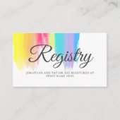 Chic Rainbow Paint Strokes LGBTQ Wedding Registry Begleitkarte (Vorderseite)