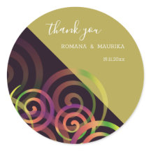 Chic Rainbow Spiralen auf Lila und Senf