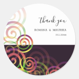 Chic Rainbow Spirals auf Lila Tiefen Runder Aufkleber