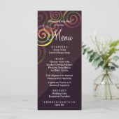 Chic Rainbow Spirals mit tiefgründigen Lila Menükarte (Stehend Vorderseite)