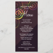 Chic Rainbow Spirals mit tiefgründigen Lila Menükarte (Vorderseite)