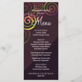 Chic Rainbow Spirals mit tiefgründigen Lila Menükarte