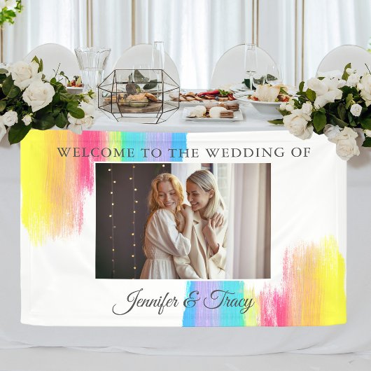 Chic Rainbow Verlobung Foto Hochzeit Willkommen Banner