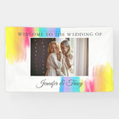 Chic Rainbow Verlobung Foto Hochzeit Willkommen Banner (Horizontal)