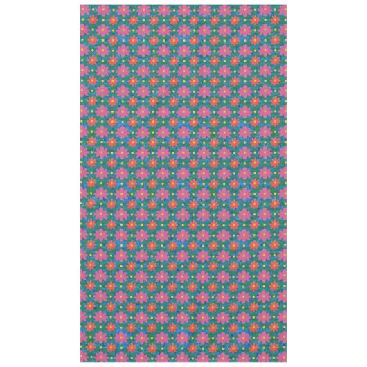 Chic Rangoli Blume Polka Dots auf Blue Tablecloth Tischdecke (Vorderseite)