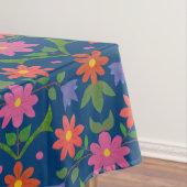 Chic Rangoli Blume Polka Dots auf Blue Tablecloth Tischdecke (Beispiel)
