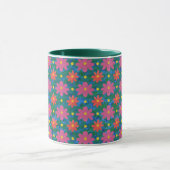 Chic Rangoli Blume, Polka Dots Ringer Kaffee Tasse (Zentrum)