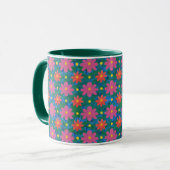 Chic Rangoli Blume, Polka Dots Ringer Kaffee Tasse (Vorderseite Links)