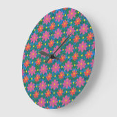 Chic Rangoli Blume, Polka Dots Round Wall Clock Große Wanduhr (Winkel)