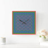 Chic Rangoli Blume, Polka Dots Square Wall Uhr (Zuhause)