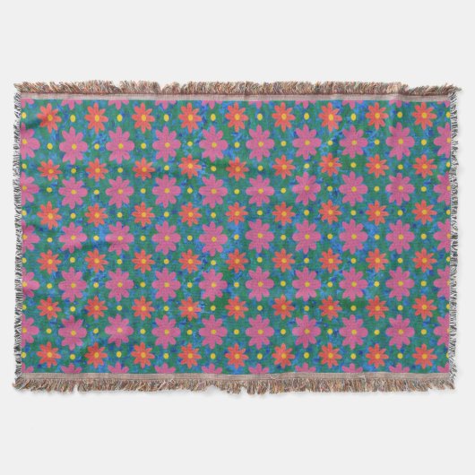 Chic Rangoli Blume und Polka Dots Throw Blanket Decke (Vorderseite)