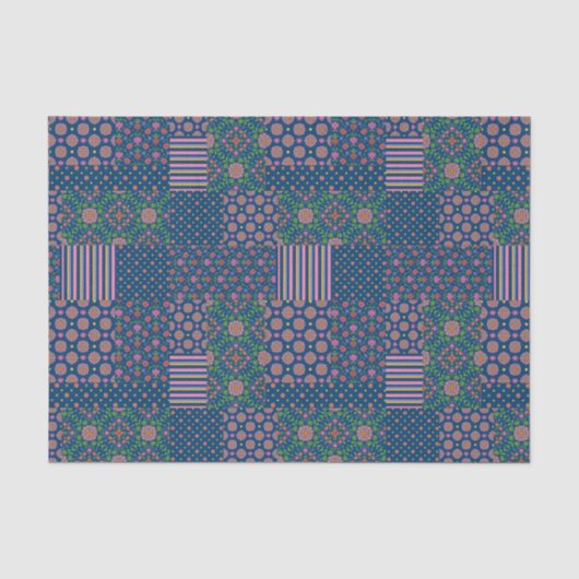 Chic Rangoli Patterns Faux Patchwork Tissue Paper Seidenpapier (Vorderseite)