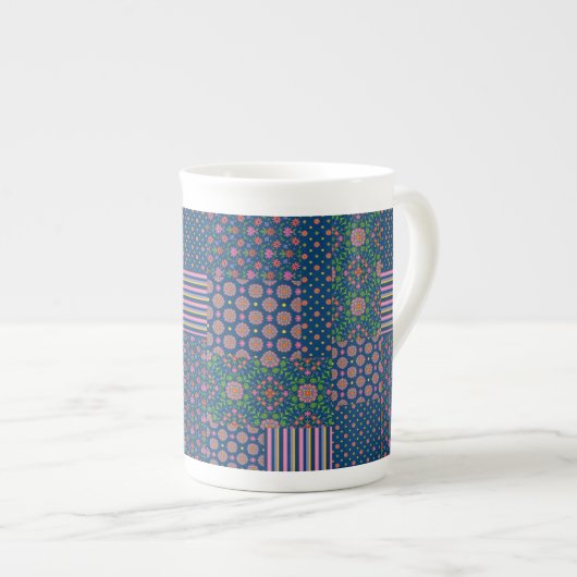 Chic Rangoli Patterns Imitate Patchwork China Tass Porzellantasse (Vorderseite Rechts)