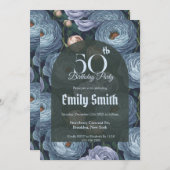 Chic Ranunculus Sparkle Birthday Celebration Einladung (Vorne/Hinten)