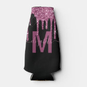 Chic Raspberry Driving Glitzer Monogram Name Flaschenkühler (Vorderseite)