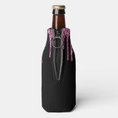 Chic Raspberry Driving Glitzer Monogram Name Flaschenkühler (Flasche Rückseite)