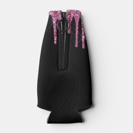 Chic Raspberry Driving Glitzer Monogram Name Flaschenkühler (Rückseite)