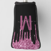 Chic Raspberry Driving Glitzer Monogram Name Golf Headcover (Rotieren 90)