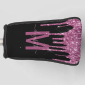 Chic Raspberry Driving Glitzer Monogram Name Golf Headcover (Vorderseite)