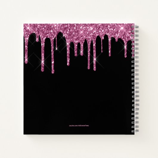 Chic Raspberry Driving Glitzer Monogram Name Notizblock (Rückseite)