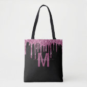 Chic Raspberry Driving Glitzer Monogram Name Tasche (Vorderseite)