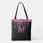 Chic Raspberry Driving Glitzer Monogram Name Tasche (Rückseite)