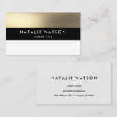 Chic raues IMITAT Goldschwarz-Bar-weißes modernes Visitenkarte (Vorne/Hinten)