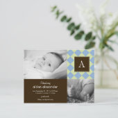 Chic Raute Baby Boy Geburtserklärung Ankündigungspostkarte (Stehend Vorderseite)