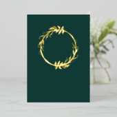 Chic Real Gold Foil Foliage Emerald Green Wedding Folieneinladung (Stehend vorne)