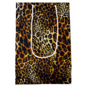 Chic Realistic Jaguar Muster Whimsical Artwork™ Mittlere Geschenktüte (Rückseite)