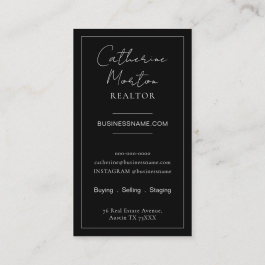 Chic Realtor Foto Real Anwesen Visitenkarte (Rückseite)