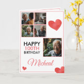 Chic Red 5 Foto Collage 100. Geburtstag Karte (Gelbe Blume)