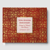 Chic Red and Gold 50 Jahre Gästebuch (Vorderseite)