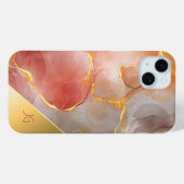 Chic Red and Gold Agate Monogram Case-Mate iPhone Hülle (Rückseite (Horizontal))