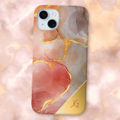Chic Red and Gold Agate Monogram iPhone Hülle