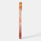 Chic Red and Gold Agate Monogram iPhone Hülle (Rechte Seite)