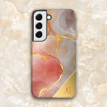 Chic Red and Gold Agate Monogram Samsung Galaxy Hülle<br><div class="desc">Elegantes und elegantes Design in Rot- und Grautönen mit goldenen Adern. Außerdem enthält das Element mit dem Gold-Farbverlauf für Ihr Monogramm.</div>