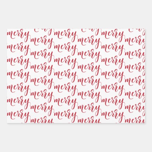 Chic Red and Gold Frohe Weihnachten Zickzack Light Geschenkpapier Set (Vorderseite 2)