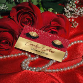 Chic Red and Gold Makeuyes Business Card Visitenkarte