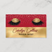 Chic Red and Gold Makeuyes Business Card Visitenkarte (Vorderseite)