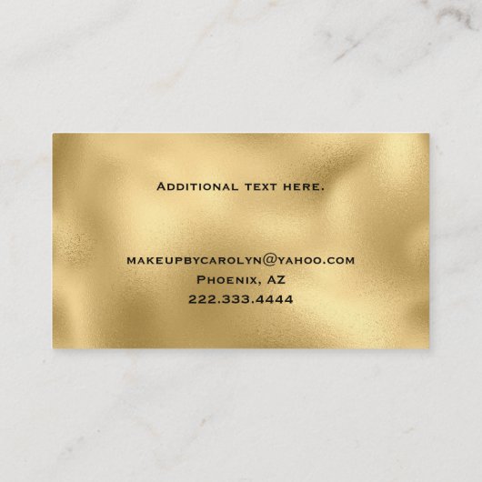 Chic Red and Gold Makeuyes Business Card Visitenkarte (Rückseite)