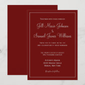 Chic Red and Gray Wedding Einladung (Vorne/Hinten)