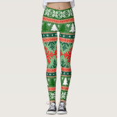 Chic Red and Green Kariert Snowflake Leggings (Vorderseite)