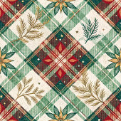 Chic red and green watercolor gingham festive wrap geschenkpapier